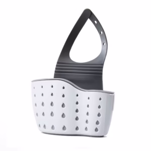 Suport Scurgere pentru Burete si Laveta de Vase Bucatarie, Flippy, Albastru, Curea Reglabila, Plastic Flexibil, 15x 5x 21cm