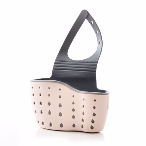 Suport Scurgere pentru Burete si Laveta de Vase Bucatarie, Flippy, Roz, Curea Reglabila, Plastic Flexibil, 15x 5x 21cm - imagine 1