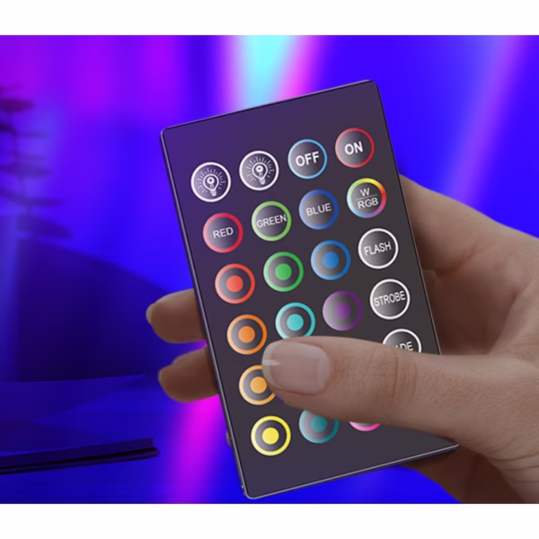 Lampa de Birou, Flippy, RGB Colorat, 14 LED, Putere 5V, Telecomanda cu 24 de Taste, Cablu USB, Negru, 25.5x4x3.5cm - imagine 2