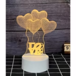 Lampa LED decorativa, Flippy, 3D, Baloane Love, din material acril si lumina multicolora, alb - imagine 2