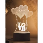 Lampa LED decorativa, Flippy, 3D, Baloane Love, din material acril si lumina multicolora, alb - imagine 3