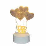 Lampa LED decorativa, Flippy, 3D, Baloane Love, din material acril si lumina multicolora, alb