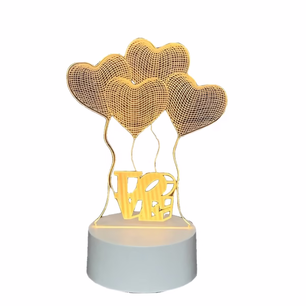 Lampa LED decorativa, Flippy, 3D, Baloane Love, din material acril si lumina multicolora, alb - imagine 1