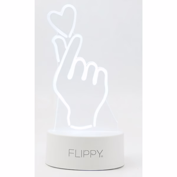 Lampa LED decorativa, Flippy, 3D, Mana si Inima, din material acril si lumina multicolora, alb - imagine 4