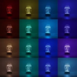 Lampa LED decorativa, Flippy, 3D, Meduza, din material acril si lumina multicolora, alb - imagine 2
