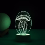 Lampa LED decorativa, Flippy, 3D, Meduza, din material acril si lumina multicolora, alb - imagine 3