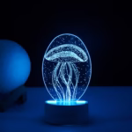 Lampa LED decorativa, Flippy, 3D, Meduza, din material acril si lumina multicolora, alb - imagine 4