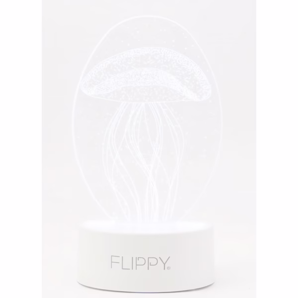 Lampa LED decorativa, Flippy, 3D, Meduza, din material acril si lumina multicolora, alb - imagine 5