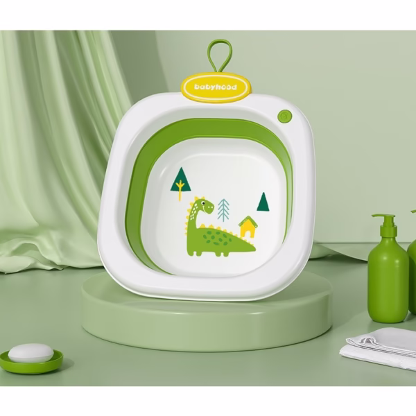 Lavoar Pliabil, Flippy, pentru Copii 1-8 Ani, Model Animat, din PP+TPE, 32x29x10 cm, Verde - imagine 2