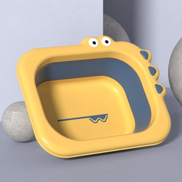 Lavoar Pliabil, Flippy, pentru Copii, din PP/TPE, Portabil, Model Crocodil, 30x24.5x9 cm, Galben/Albastru - imagine 2