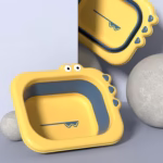 Lavoar Pliabil, Flippy, pentru Copii, din PP/TPE, Portabil, Model Crocodil, 30x24.5x9 cm, Galben/Albastru - imagine 3