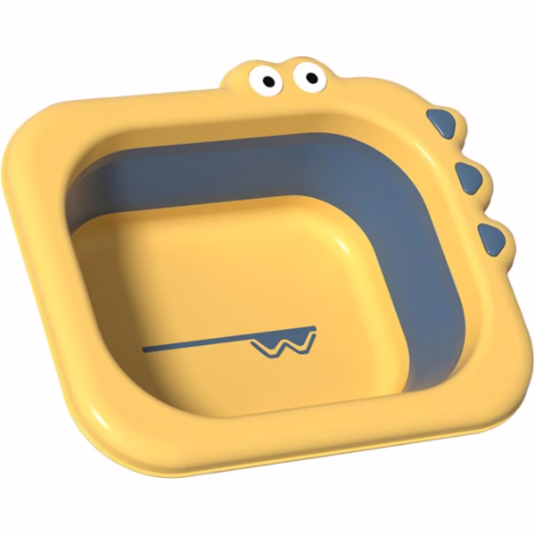 Lavoar Pliabil, Flippy, pentru Copii, din PP/TPE, Portabil, Model Crocodil, 30x24.5x9 cm, Galben/Albastru - imagine 1