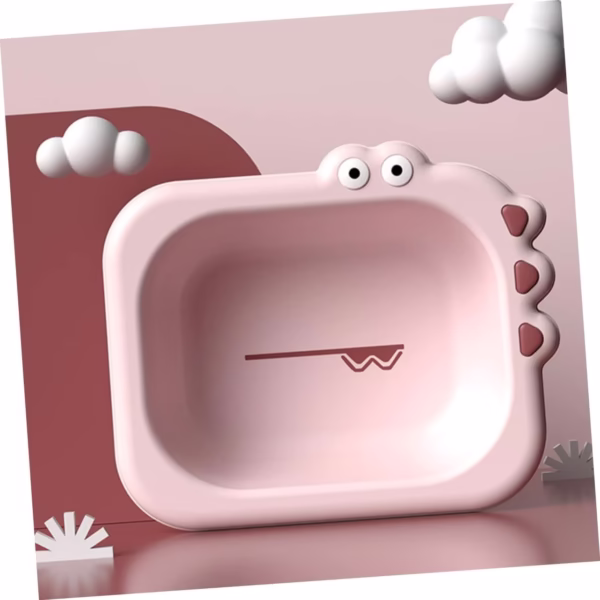 Lavoar Pliabil, Flippy, pentru Copii, din PP/TPE, Portabil, Model Crocodil, 30x24.5x9 cm, Roz - imagine 6
