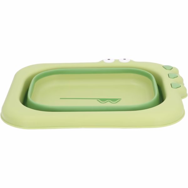 Lavoar Pliabil, Flippy, pentru Copii, din PP/TPE, Portabil, Model Crocodil, 30x24.5x9 cm, Verde - imagine 2