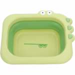 Lavoar Pliabil, Flippy, pentru Copii, din PP/TPE, Portabil, Model Crocodil, 30x24.5x9 cm, Verde - imagine 3
