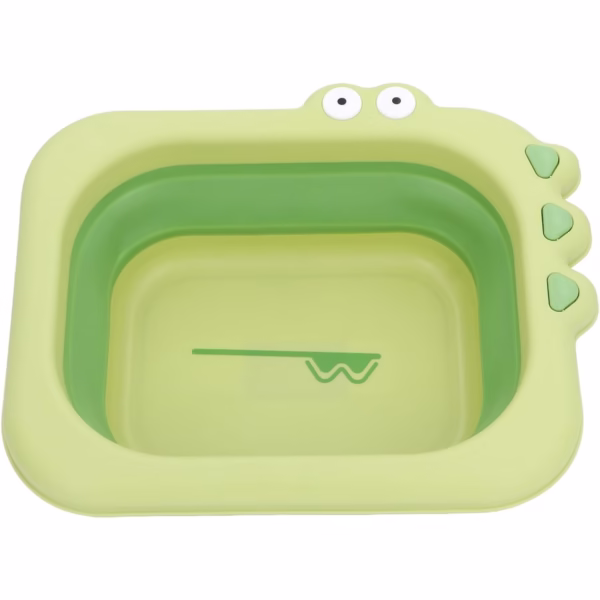 Lavoar Pliabil, Flippy, pentru Copii, din PP/TPE, Portabil, Model Crocodil, 30x24.5x9 cm, Verde - imagine 3