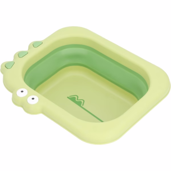 Lavoar Pliabil, Flippy, pentru Copii, din PP/TPE, Portabil, Model Crocodil, 30x24.5x9 cm, Verde - imagine 5