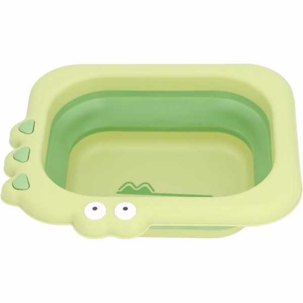 Lavoar Pliabil, Flippy, pentru Copii, din PP/TPE, Portabil, Model Crocodil, 30x24.5x9 cm, Verde - imagine 6