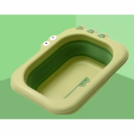 Lavoar Pliabil, Flippy, pentru Copii, din PP/TPE, Portabil, Model Crocodil, 30x24.5x9 cm, Verde - imagine 7