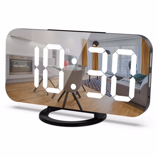 led-alarm-clock-dual-usb-main-62a9cc5a11c7b Ceas digital cu LED, Flippy, multifunctional, afisaj digital, alarma, 2 porturi USB de iesire, ecran tip oglinda, modern, 15.8 cm, negru - imagine 1