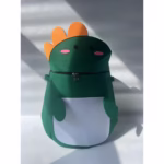 Cutie de Depozitare 2In1, Flippy, Impermeabila, Covor pentru Jucarii si Lego 150cm, Capacitate Mare, cu Manere, cu Sfori, Inaltime 40cm, Model Dinozaur, Verde - imagine 2