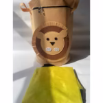 Cutie de Depozitare 2In1, Flippy, Impermeabila, Covor pentru Jucarii si Lego 150cm, Capacitate Mare, cu Manere, cu Sfori, Inaltime 40cm, Model Leu, Maro - imagine 2