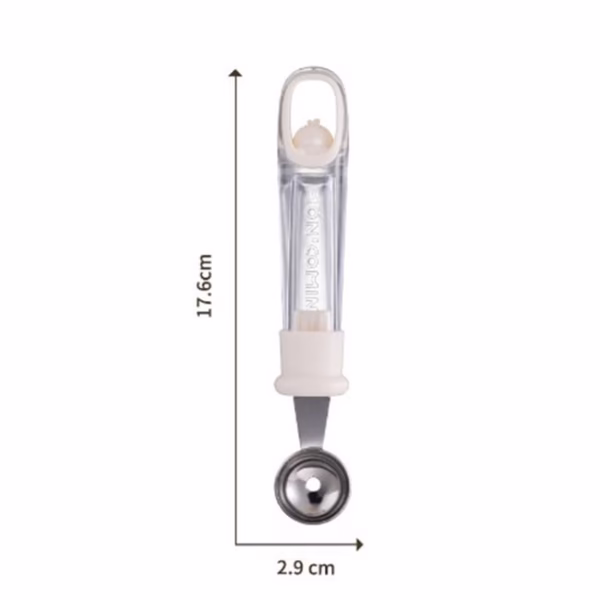 Lingura pentru Bile de Fructe, Flippy, Scobitor Fructe, Ustensila Multifunctionala pentru Fructe, Accesoriu de Bucatarie, Lingura Antialunecare pentru Salata de Fructe, 17.6 x 2.9 cm, Bej - imagine 2