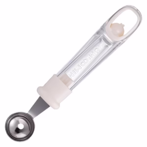 Lingura pentru Bile de Fructe, Flippy, Scobitor Fructe, Ustensila Multifunctionala pentru Fructe, Accesoriu de Bucatarie, Lingura Antialunecare pentru Salata de Fructe, 17.6 x 2.9 cm, Bej