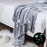 Patura Fosforescenta, Flippy, Moale, Pufoasa, Lumineaza in Intuneric, 1.5x2 m, Model Cer Instelat, Gri - imagine 3