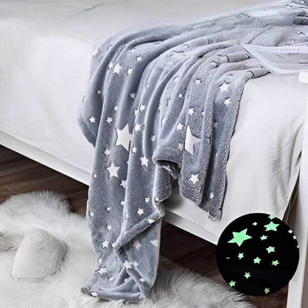 Patura Fosforescenta, Flippy, Moale, Pufoasa, Lumineaza in Intuneric, 1.5x2 m, Model Cer Instelat, Gri - imagine 3