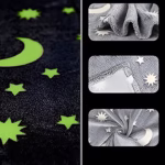 Patura Fosforescenta, Flippy, Moale, Pufoasa, Lumineaza in Intuneric, 1.5x2 m, Model Cer Instelat, Gri - imagine 4