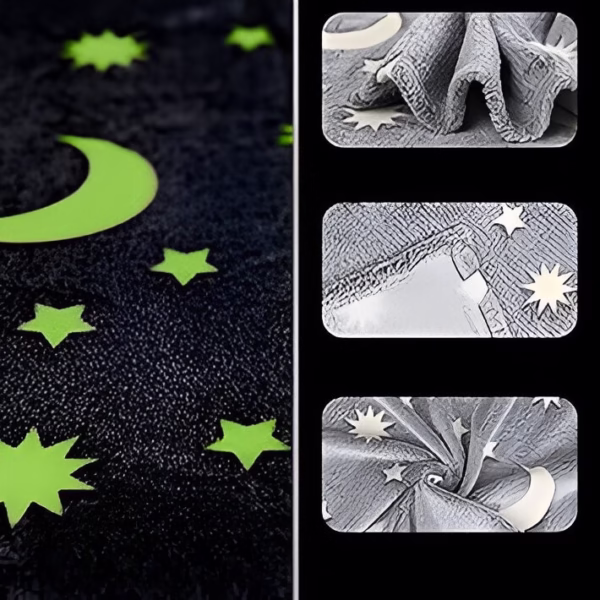 Patura Fosforescenta, Flippy, Moale, Pufoasa, Lumineaza in Intuneric, 1.5x2 m, Model Cer Instelat, Gri - imagine 4