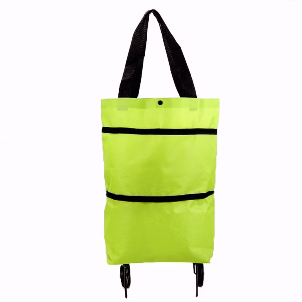 Geanta Pliabila, Flippy, 2 in 1, Carucior cu Roti, pentru Cumparaturi, 19 l, Verde, Plastic, 39 x 46 x 12 cm - imagine 4