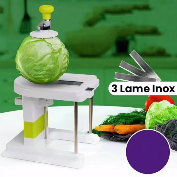 Masina Manuala pentru Maruntit Varza, Flippy, cu Maner Rotativ, Lame din Inox, Corp din Plastic, pentru Legume si Fructe, 20 x 20 x 15 cm, Alb - imagine 2