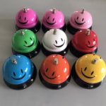 Clopotel Metalic Multifunctional, Flippy, Roz cu Imprimeu SMILEY FACE, 7.5 x 7.5 x 6.5 cm, Dresaj, Receptie, Restaurante, - imagine 2