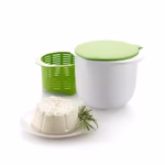 Recipient pentru Preparat Branza, Flippy, Capac de Silicon, Cheese Maker din Plastic, Strecuratoare, 17x14.5x12.8 cm, Alb - imagine 5