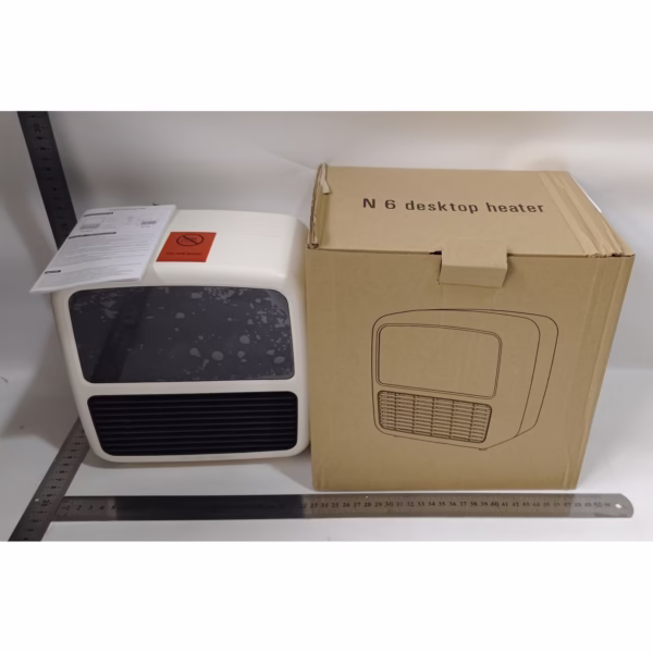 Mini Aeroterma Portabila, Flippy, Display LCD, Flacara Tip Semineu, 1500W, 2 Trepte, Oprire Automata, 22 x 22 x 15 cm, Alb - imagine 4
