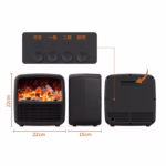 Mini Aeroterma Portabila, Flippy, Display LCD, Flacara Tip Semineu, 1500W, 2 Trepte, Oprire Automata, 22 x 22 x 15 cm, Negru - imagine 5