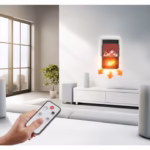 Mini Aeroterma Puternica Portabila Flippy, Putere 1000W, Mini radiator electric cu Display LCD, efect de semineu si flacara, cu telecomanda - imagine 8