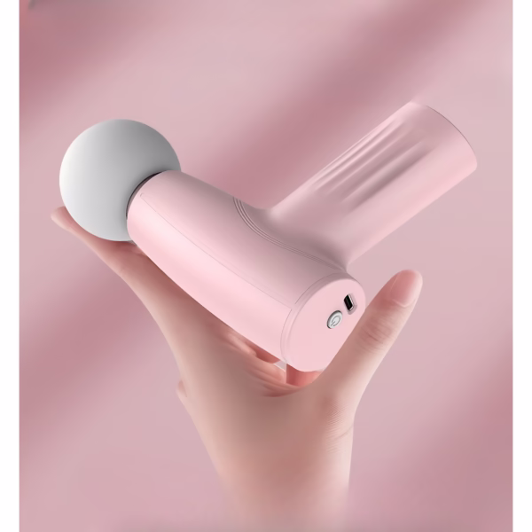 Mini Aparat de Masaj, Flippy, Tip Pistol, Incarcare USB Tip C, Portabil, Pentru Relaxare Musculara, Autonomie 120 Min, 3 Trepte de Viteza, Roz - imagine 3