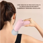 Mini Aparat de Masaj, Flippy, Tip Pistol, Incarcare USB Tip C, Portabil, Pentru Relaxare Musculara, Autonomie 120 Min, 3 Trepte de Viteza, Roz - imagine 9