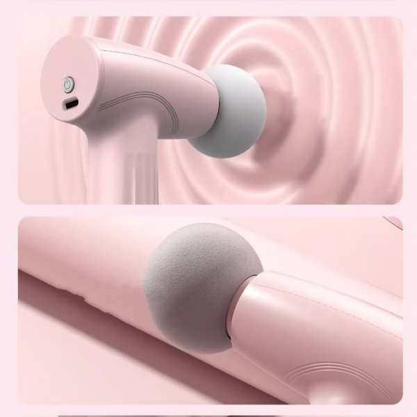 Mini Aparat de Masaj, Flippy, Tip Pistol, Incarcare USB Tip C, Portabil, Pentru Relaxare Musculara, Autonomie 120 Min, 3 Trepte de Viteza, Roz - imagine 10