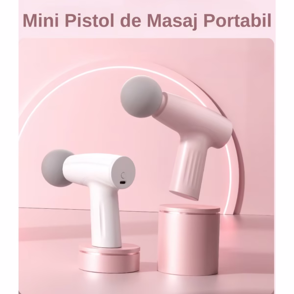 Mini Aparat de Masaj, Flippy, Tip Pistol, Incarcare USB Tip C, Portabil, Pentru Relaxare Musculara, Autonomie 120 Min, 3 Trepte de Viteza, Roz - imagine 11