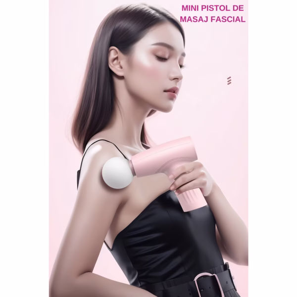Mini Aparat de Masaj, Flippy, Tip Pistol, Incarcare USB Tip C, Portabil, Pentru Relaxare Musculara, Autonomie 120 Min, 3 Trepte de Viteza, Roz - imagine 13