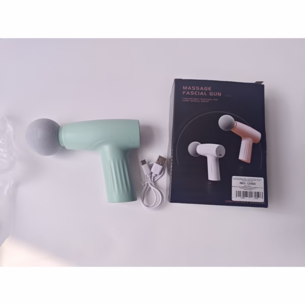 Mini Aparat de Masaj, Flippy, Tip Pistol, Incarcare USB Tip C, Portabil, Pentru Relaxare Musculara, Autonomie 120 Min, 3 Trepte de Viteza, Verde - imagine 2