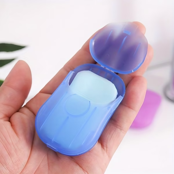 Mini Cutie de Sapun din Hartie, Flippy, de Unica Folosinta, Portabila, Potrivit pentru Calatorii, 20 buc, Albastru - imagine 2