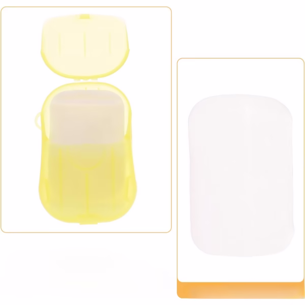 Mini Cutie de Sapun din Hartie, Flippy, de Unica Folosinta, Portabila, Potrivit pentru Calatorii, 20 foite, Galben - imagine 5