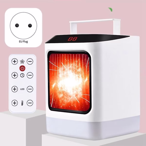 Mini incalzitor portabil Flippy cu telecomanda, afisaj digital, sincronizare inteligenta, lumina de noapte colorata - imagine 3