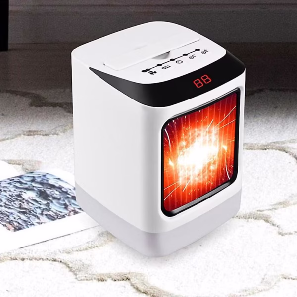 Mini incalzitor portabil Flippy cu telecomanda, afisaj digital, sincronizare inteligenta, lumina de noapte colorata - imagine 4