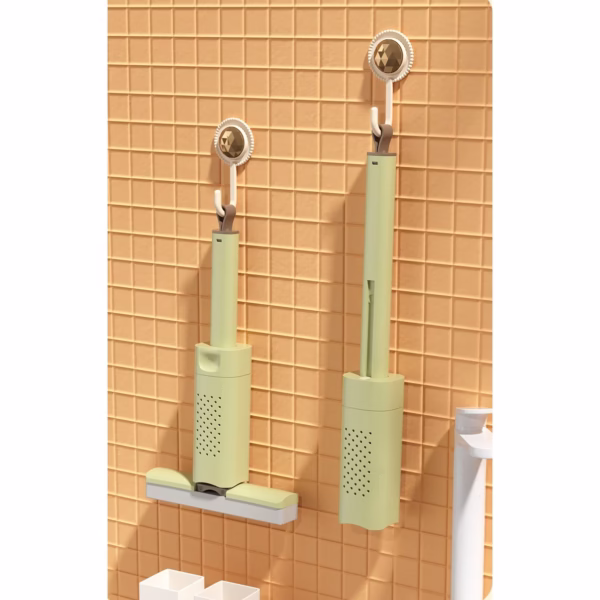 Mini Mop, Flippy, Pentru Uz Casnic, Sistem Autostoarcere, Portabil, Mop cu Burete, Rotire 180°,15 x 27.5 cm, Verde - imagine 7